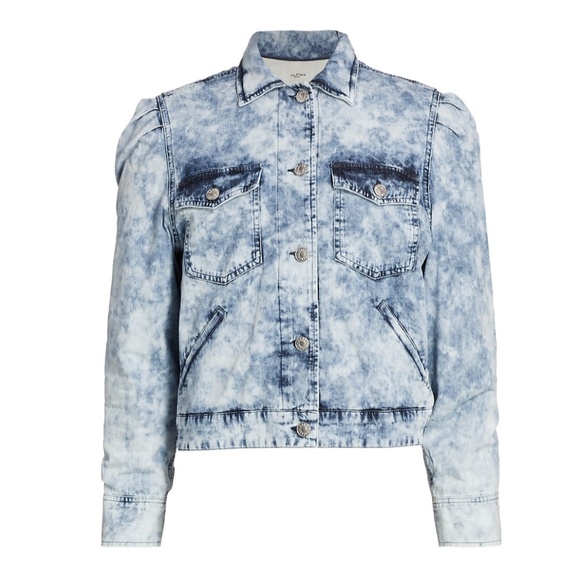 Isabel Marant Etoile Iolinea Acid Wash Jean Denim Puff Sleeve Jacket S/36 - Picture 3 of 12